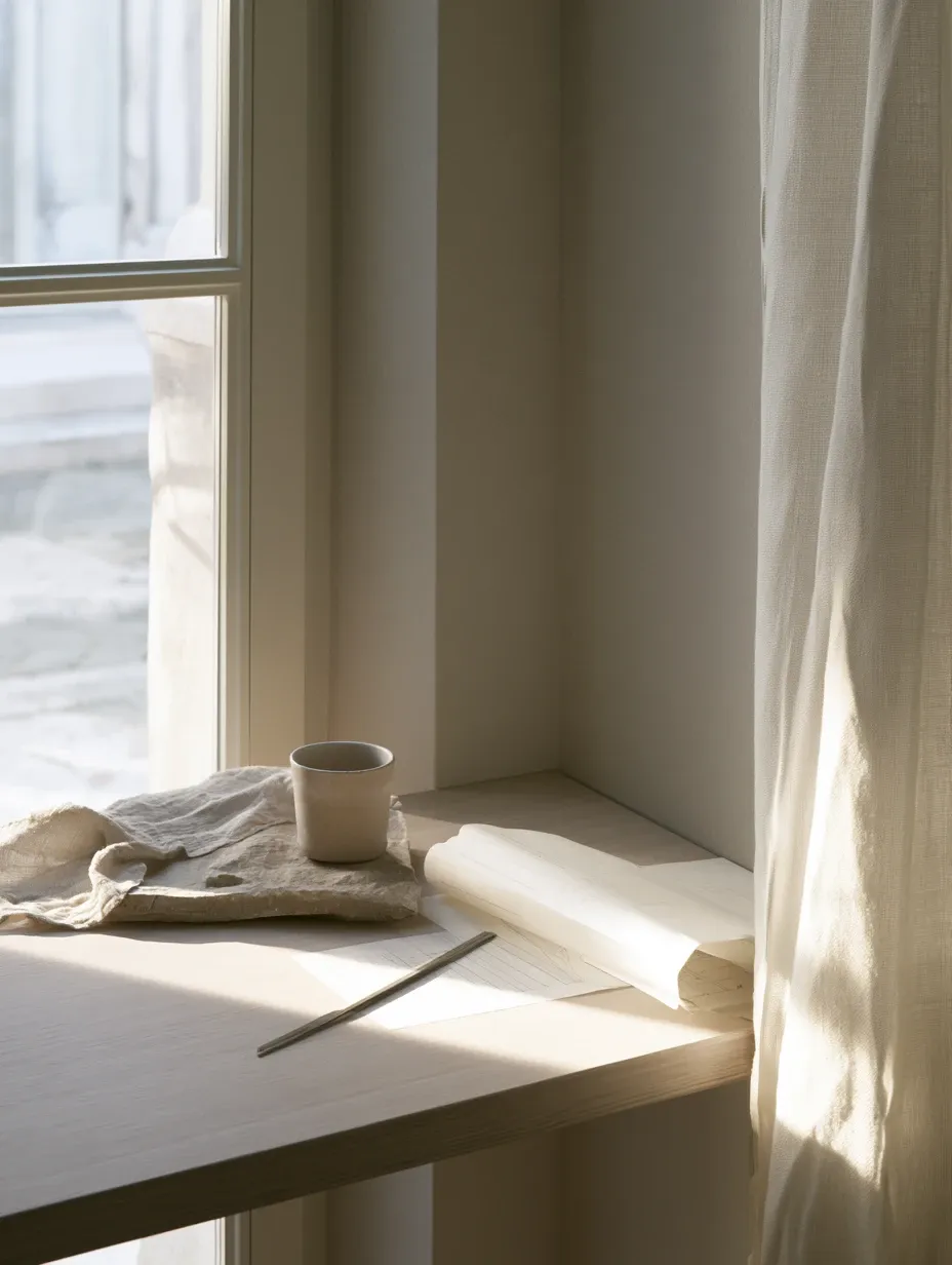 Quiet European studio interior with natural light, used as a visual metaphor for calm operating systems.